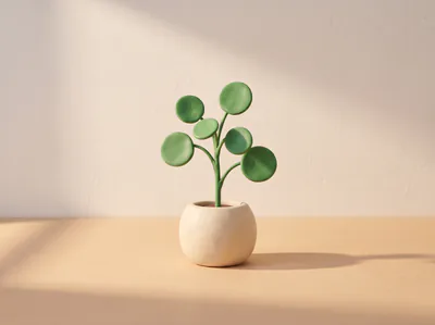 Une plante en pâte dont les feuilles sont des pièces vertes.