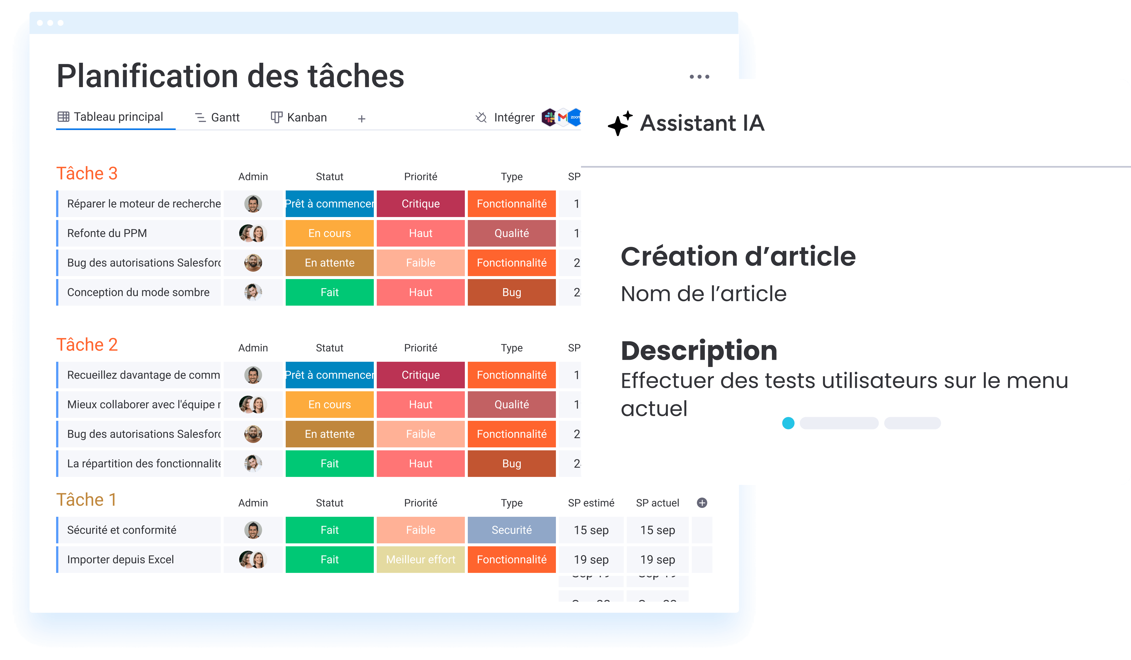 Utilisation de l'IA de monday dev pour attribuer automatiquement des tâches.