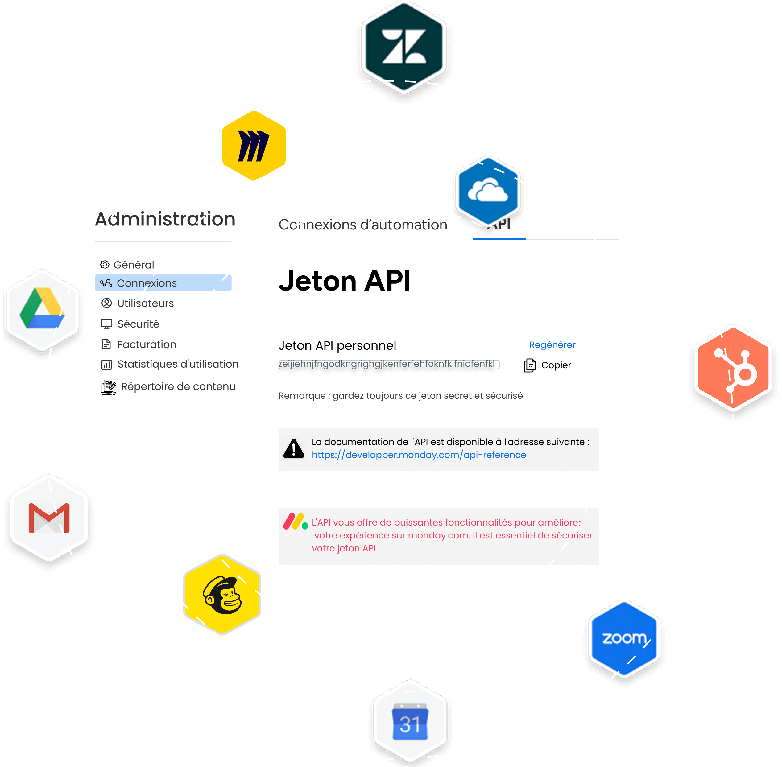 L'automatisation monday simplifie l'intégration native des outils métiers et la connexion par API.