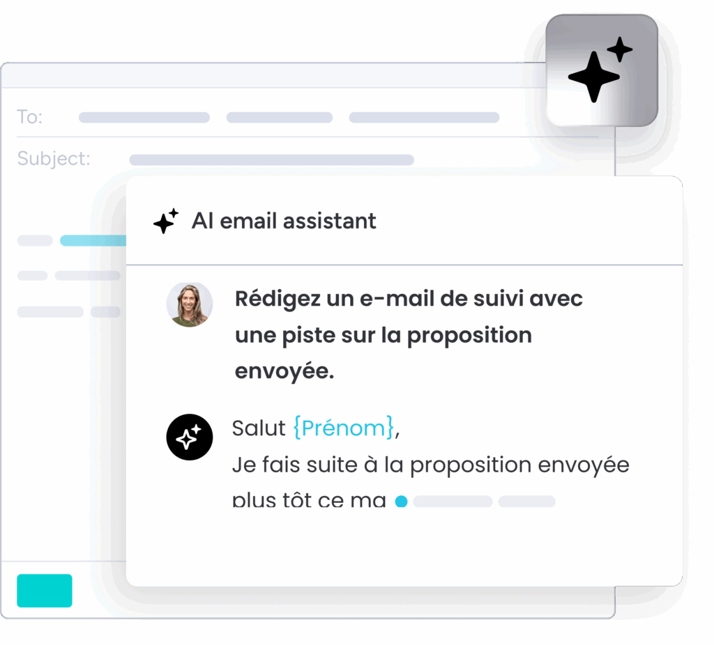 Outil IA email monday pour rédiger un mail de suivi avec proposition personnalisée.