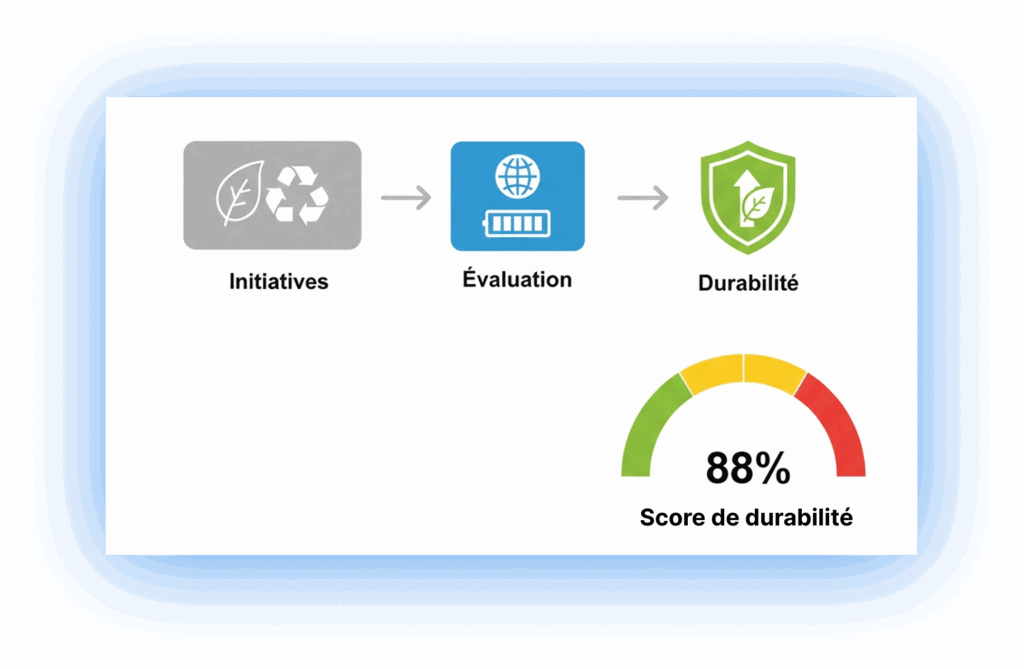 Score de durabilité 88% initiatives évaluation performance durable.