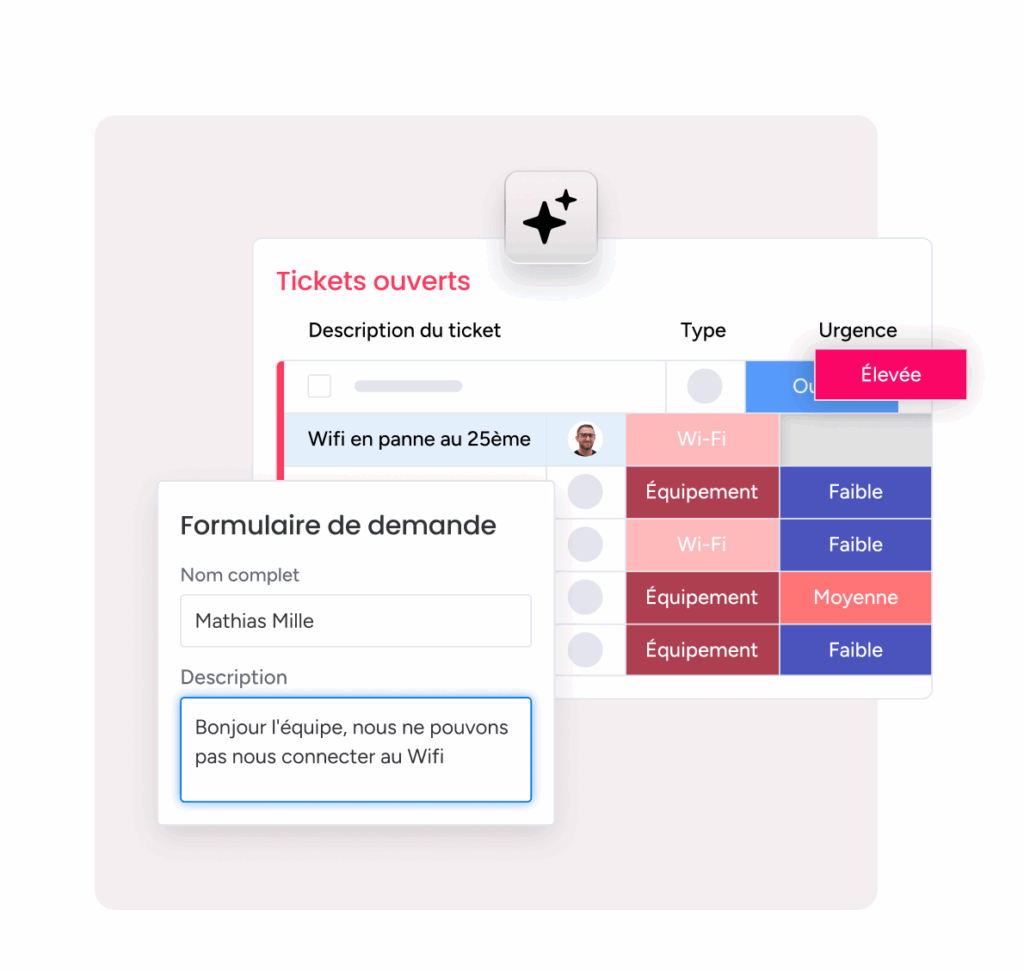 Créateur d'automatisations no-code dans monday Service