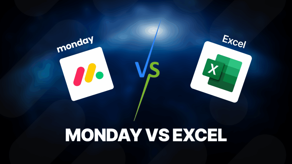 Comparatif monday vs Excel avec visuel de couverture et logos des deux outils face à face