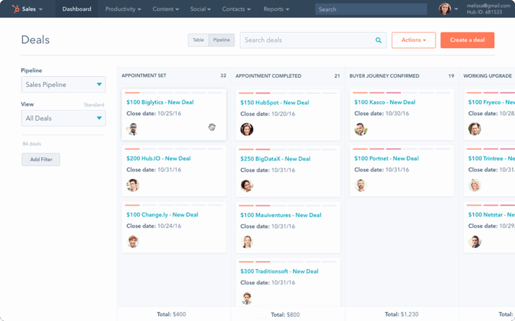 Comparatif monday CRM vs HubSpot avec pipeline de ventes HubSpot et gestion des deals commerciaux