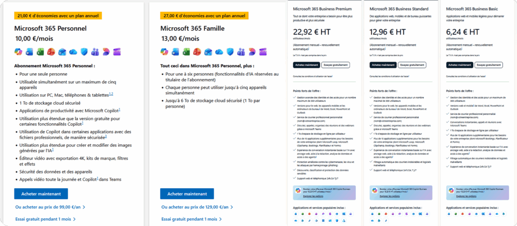 Comparatif monday vs Excel avec tarifs Microsoft 365 et abonnements Excel pour particuliers et entreprises