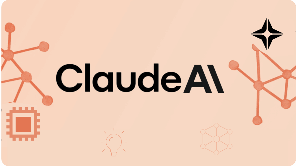Nom de Claude AI avec des schémas en fond de l'image.