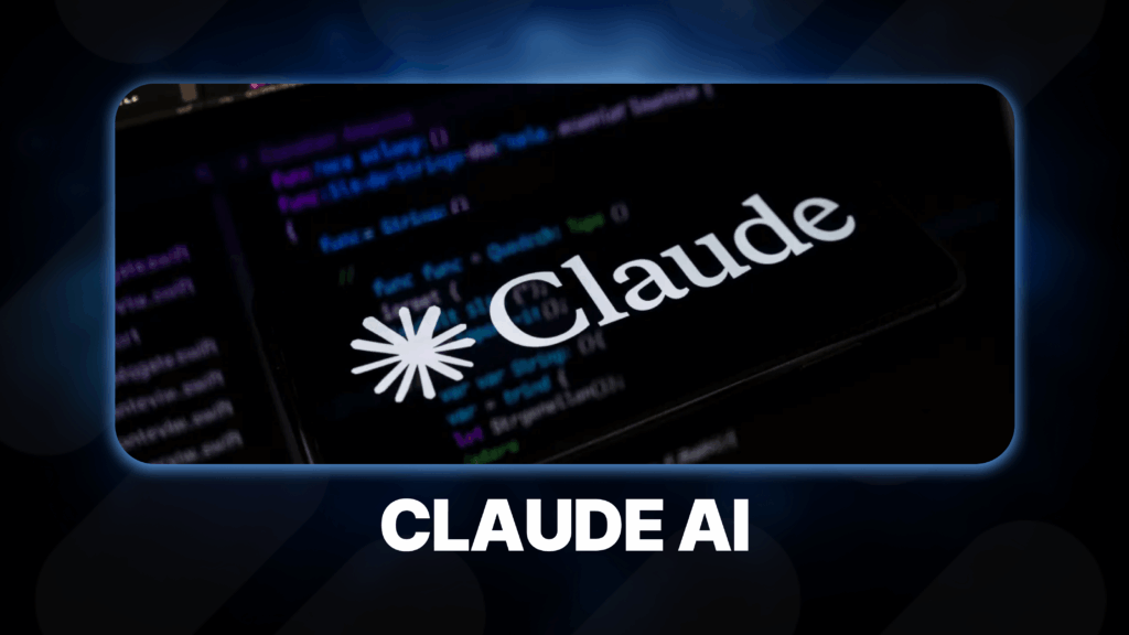Claude AI avec logo Claude sur fond de code et visuel de couverture technologie.