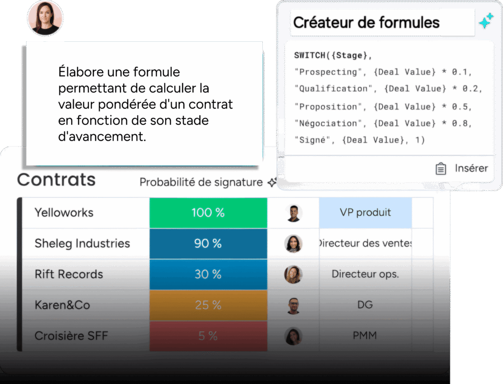 Interface de gestion de données pour un comparatif Smartsheet vs monday.
