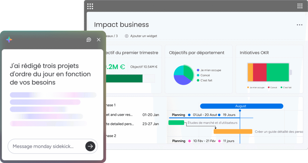 Tableau de bord pour équipes créatives dans un match Smartsheet vs monday.