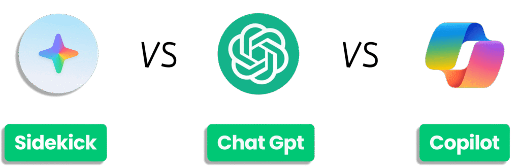 Comparatif visuel entre monday Sidekick, ChatGPT et Microsoft Copilot pour la gestion du contexte.
