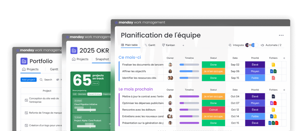Planification visuelle sur monday.com : comparatif monday vs microsoft project.
