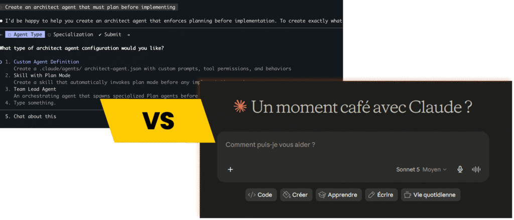 Interface de configuration d'un Claude Agent opposée à celle d'un assistant conversationnel classique.