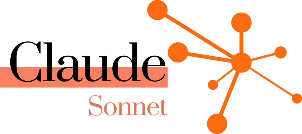 Logo Claude Sonnet avec un graphisme de réseau de neurones orange.