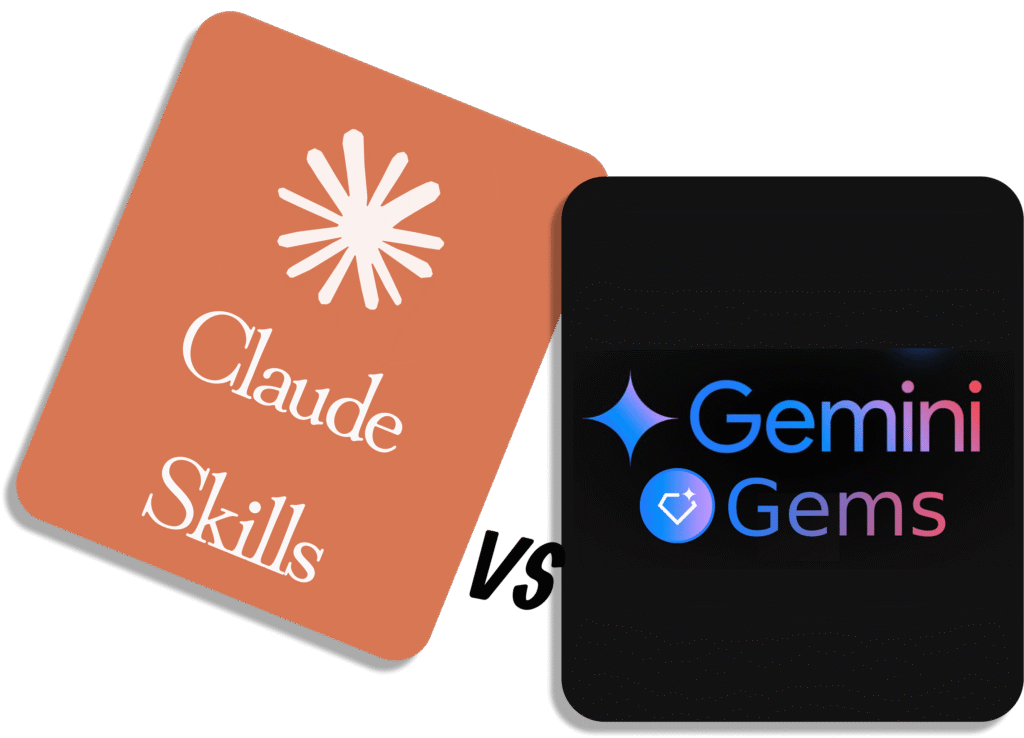 Comparatif visuel entre Claude Skills et Gemini Gems.