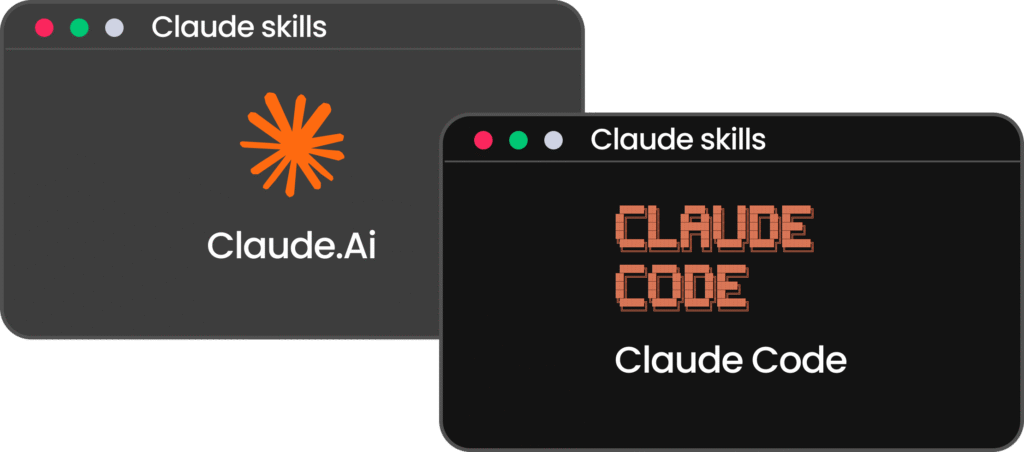 Comparatif de l'utilisation de Claude Skills sur Claude.ai et Claude Code.