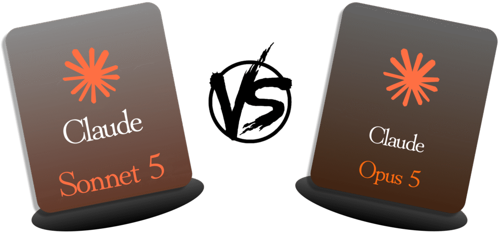 Comparatif visuel entre les modèles d'intelligence artificielle Claude Sonnet 5 et Claude Opus 5.