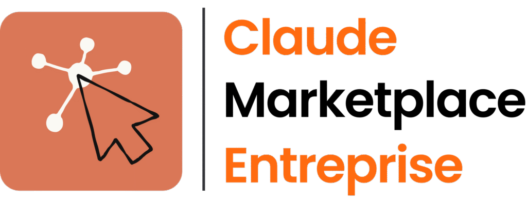Logo officiel de Claude Marketplace Entreprise avec icône de curseur et de réseau.