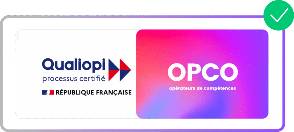Logos Qualiopi et OPCO illustrant la prise en charge financière des formations professionnelles.
